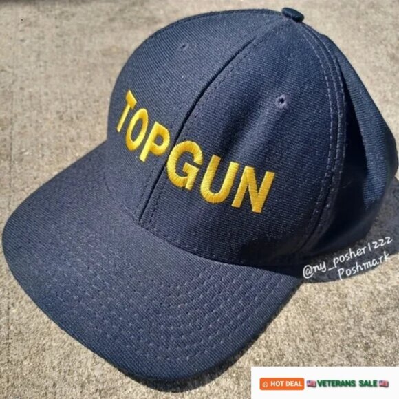 *𝓥𝓲𝓷𝓽𝓪𝓰𝓮 𝐄𝐀𝐆𝐋𝐄 𝐂𝐑𝐄𝐒𝐓 𝗧𝗢𝗣 𝗚𝗨𝗡 Baseball Cap 🔵🟡 - Picture 1 of 6